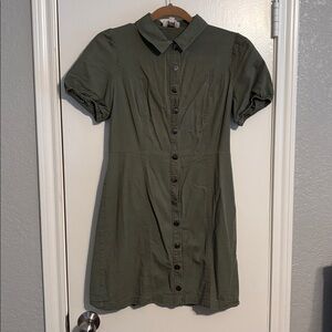 LOFT Olive Green Dress with Snaps